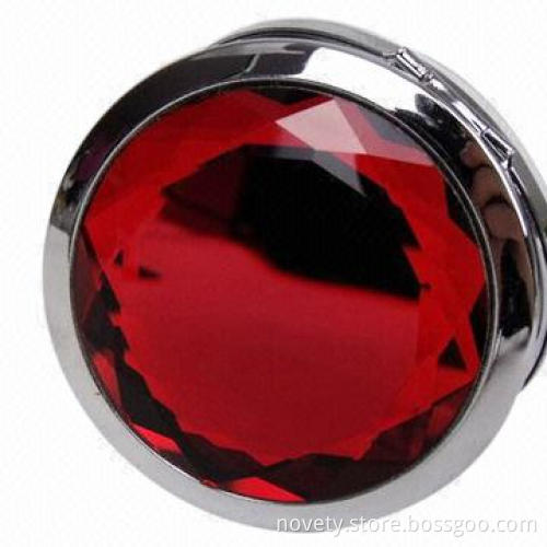Round-shaped Crystal Mirror, Measures 70 x 70 x 10mm